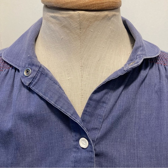 Vintage short sleeve strawberry pattern pocket robe dress mumu smock size M L - Picture 4 of 15